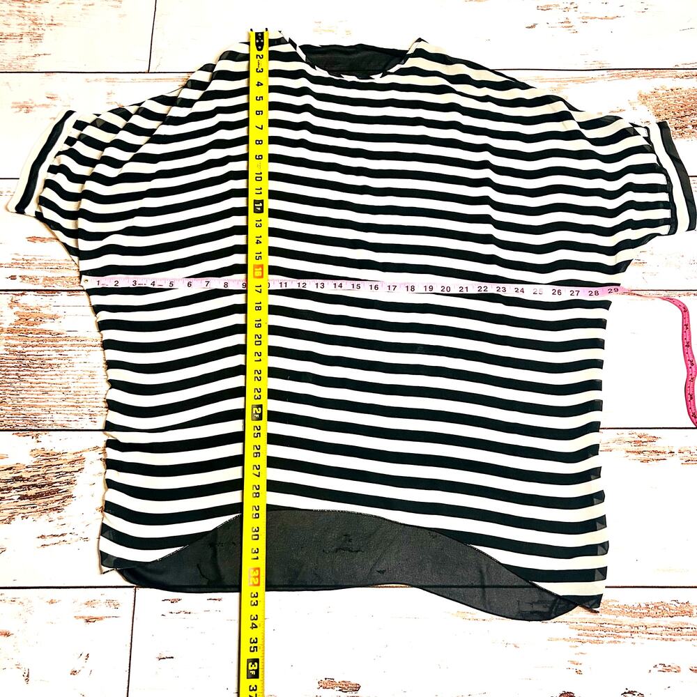 ⚫⚪Black White Striped Sheer Cover Up OSFM Beach Vacation - Picture 9 of 12